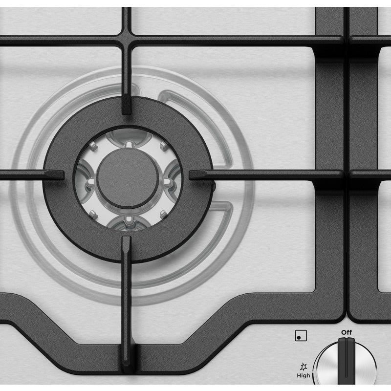 Westinghouse WHG644SC 60cm Stainless Steel 4 Burner Gas Cooktop - Perfect for Modern Kitchens & Home Cooking