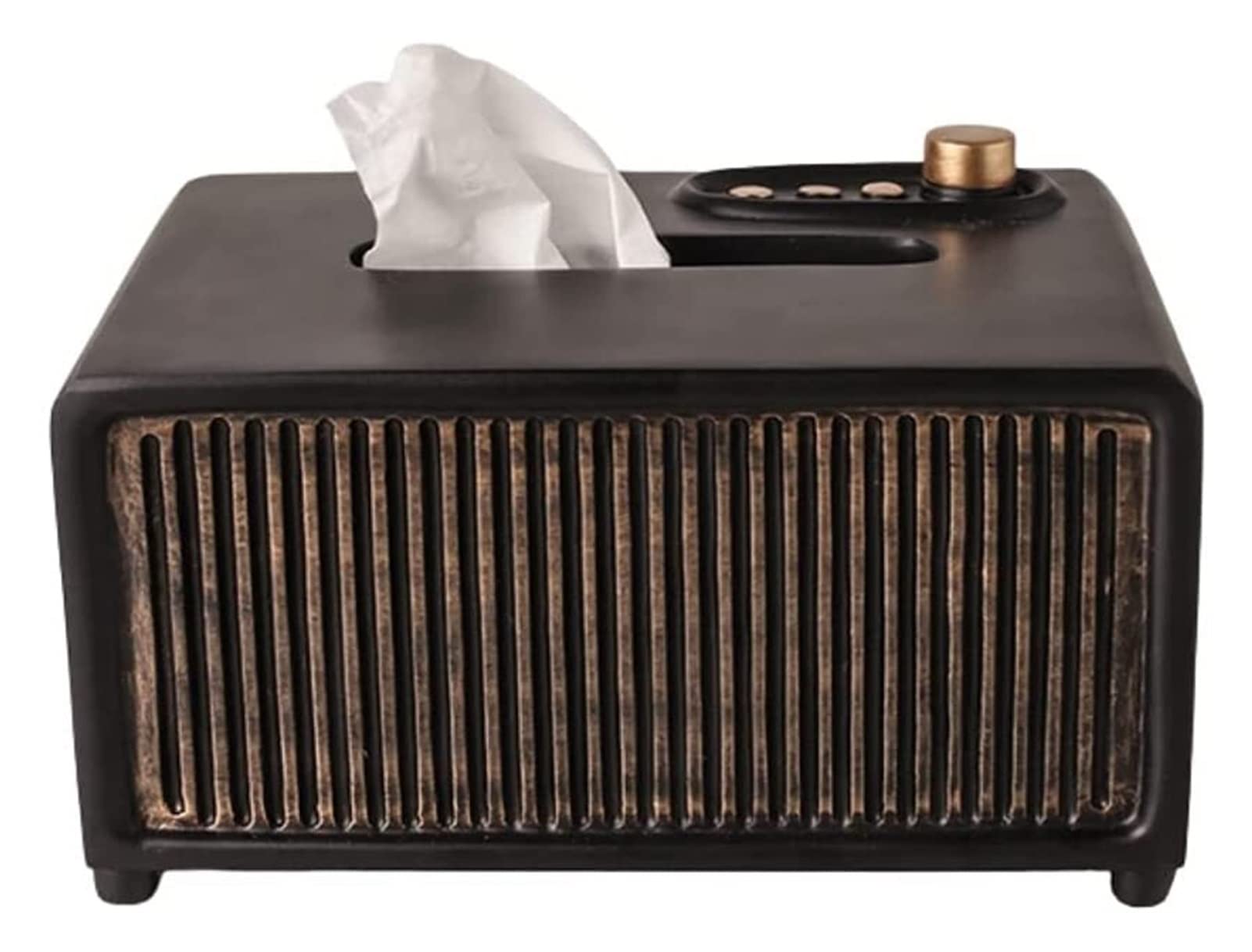Vintage Resin Tissue Box Cover - Rectangular Paper Towel Holder for Dresser, Bathroom & Office Decor | Retro Style Facial Tissue Dispenser with Speaker Design | Perfect for Home, Office & Bathroom Organization