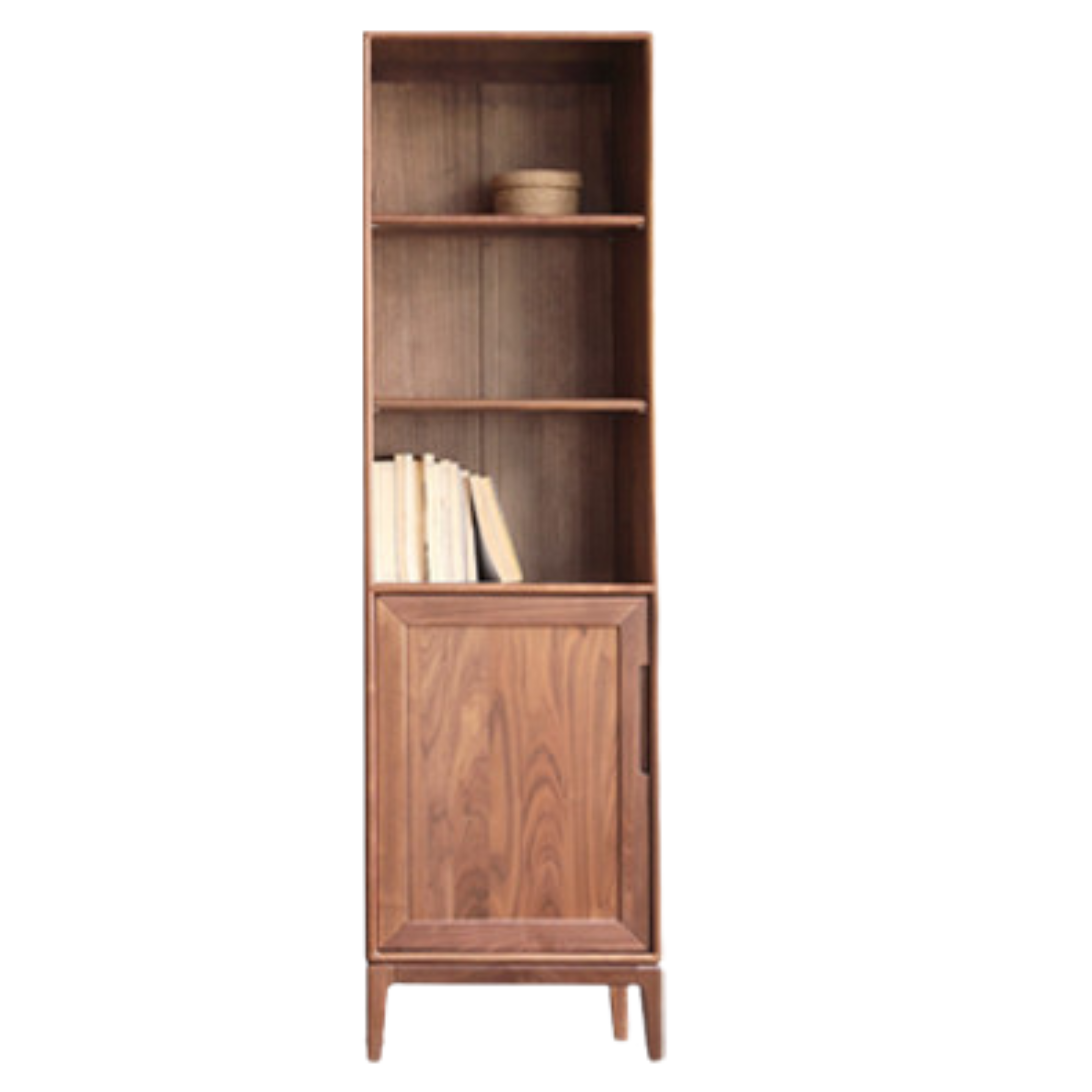 Premium Black Walnut & Ash Solid Wood Bookcase with Dust-Proof Glass Doors - Stylish Home Office & Living Room Storage Solution