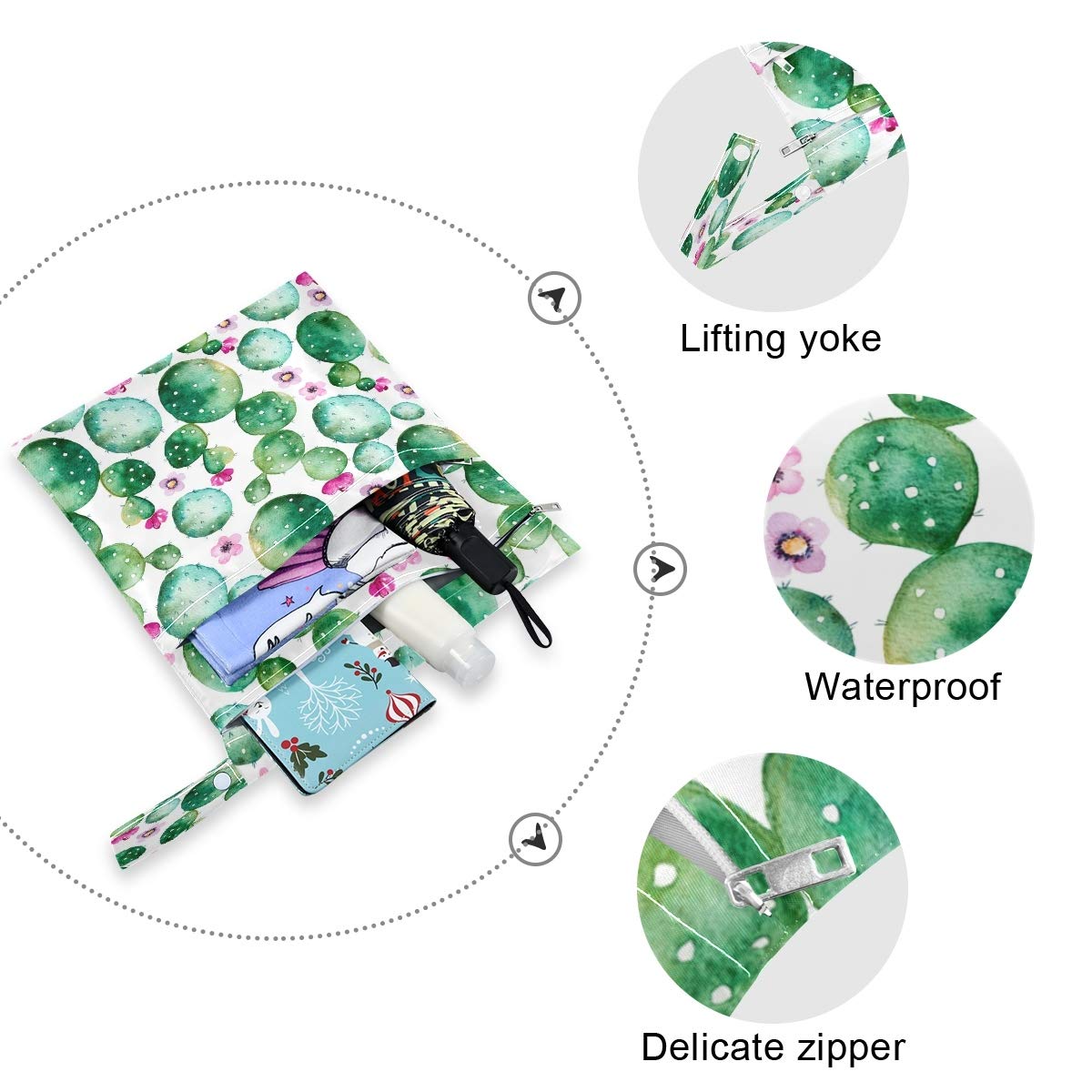 Waterproof Wet Dry Bag for Cloth Diapers & Swimsuits - 2 Pack Reusable Water Resistant Storage Bags - Perfect for Travel, Beach, Gym & Baby Essentials - Keep Wet Clothes & Toiletries Organized