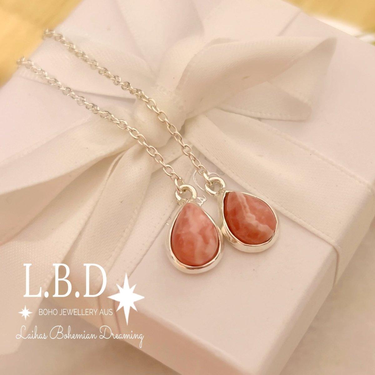 Laihas Classic Chic Threader Rhodochrosite Earrings - Elegant Pink Gemstone Dangle Earrings for Women | Perfect for Weddings, Parties & Special Occasions