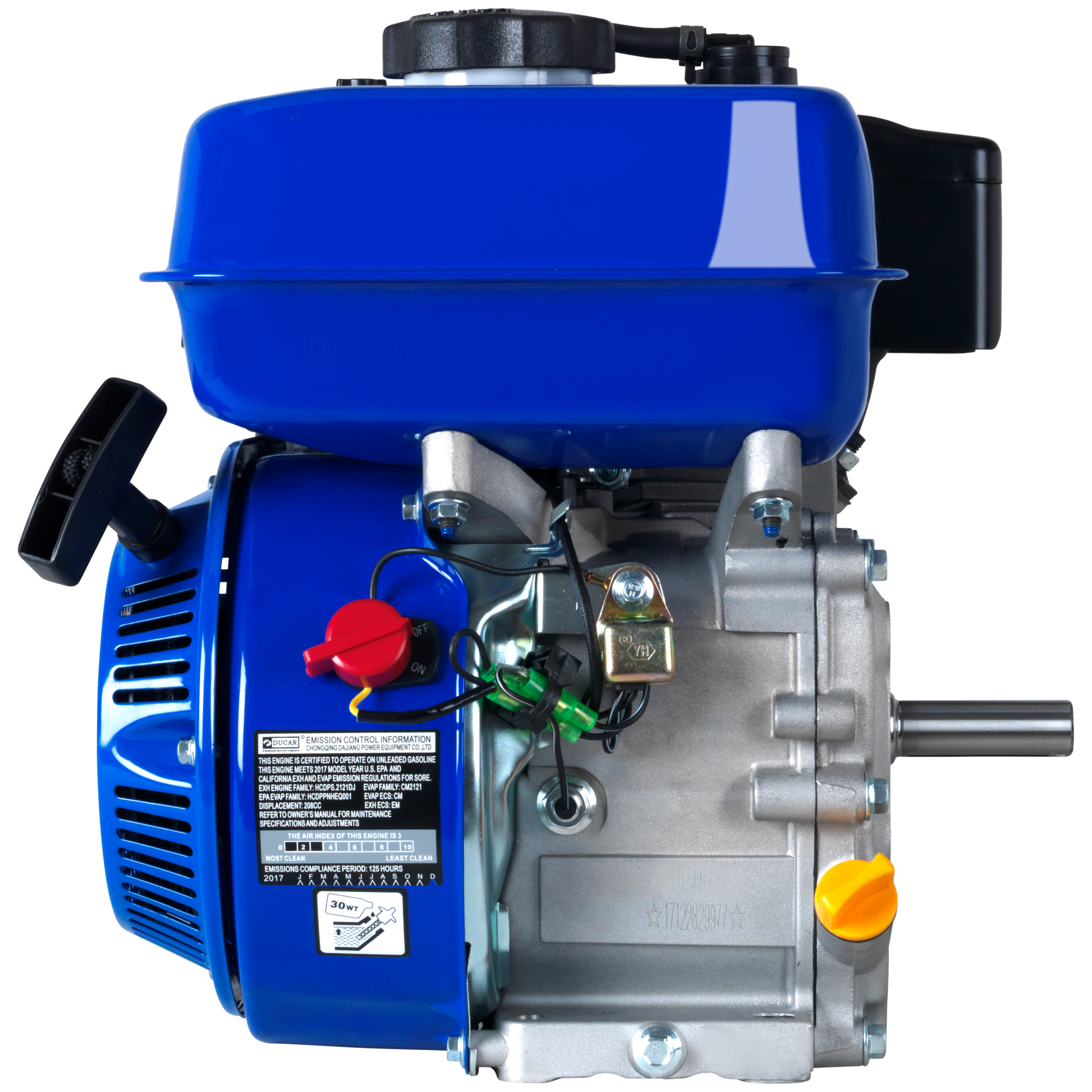 208cc 3/4 Inch Shaft Recoil Start Gasoline Engine - Powerful Small Engine for Lawn Mowers, Pressure Washers, Generators & More | Reliable Outdoor Power Equipment
