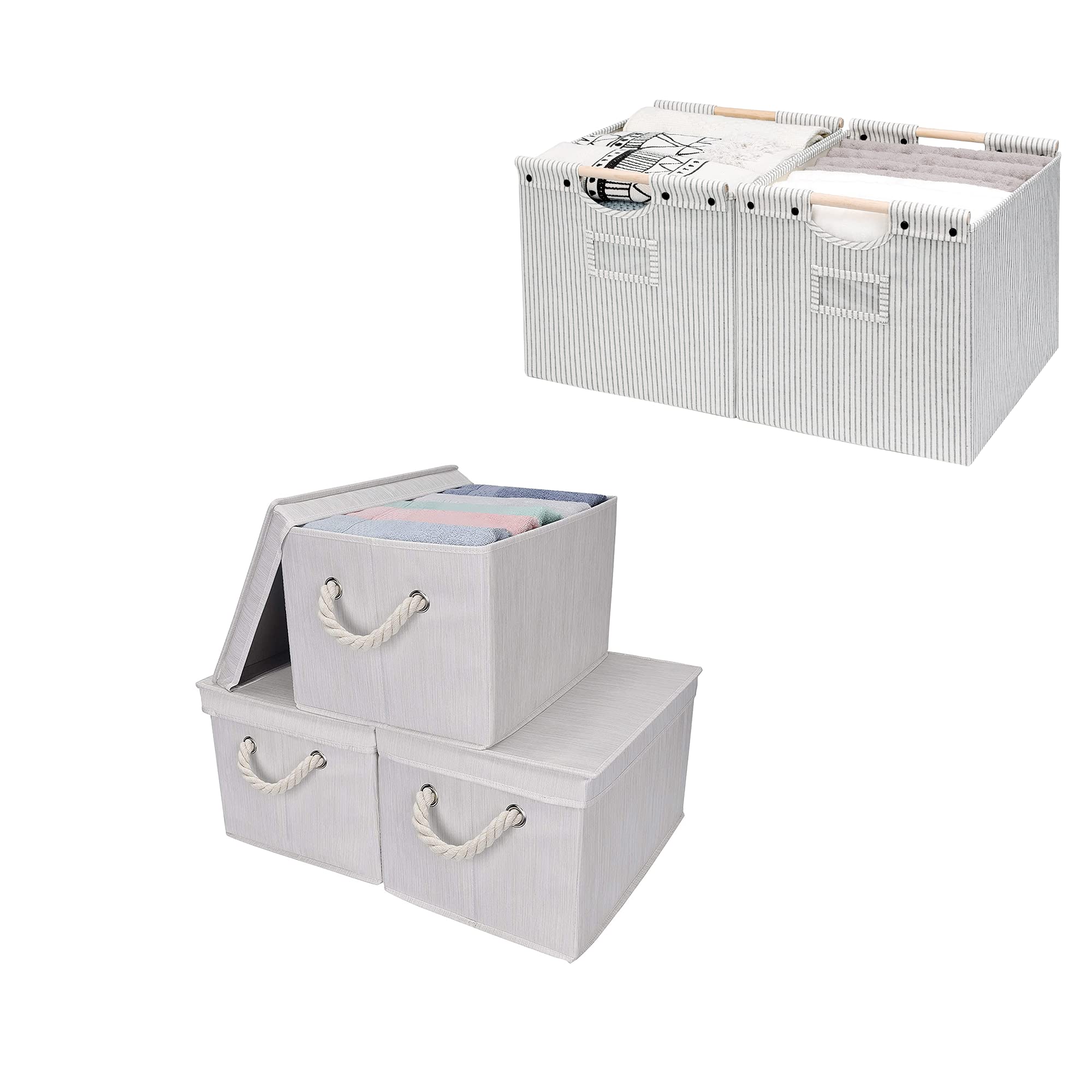 StorageWorks Plastic Storage Bins Set - 5-Piece Organizer Bins for Home, Office & Closet Organization | Space-Saving Stackable Design for Toys, Books & Supplies