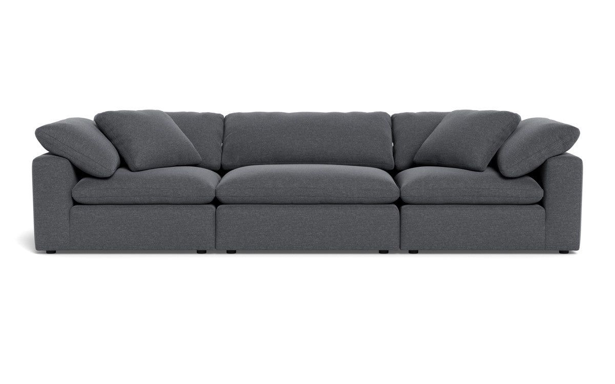 Fluffy 3-Piece Sofa Set - Ultra Soft Plush Fabric Sectional Couch for Living Room, Lounge & Family Room - Comfortable Modern L-Shaped Sofa with Pillows