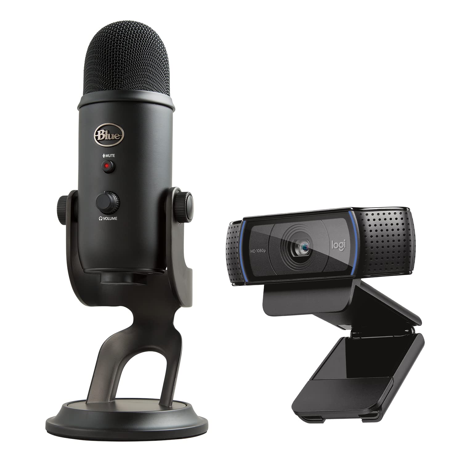 Logitech C920x HD Pro Webcam with Blue Yeti USB Microphone Bundle - Full HD 1080p/30fps Video Calling, Streaming & Recording - Black & Blackout Design for Home Office, Gaming & Online Meetings