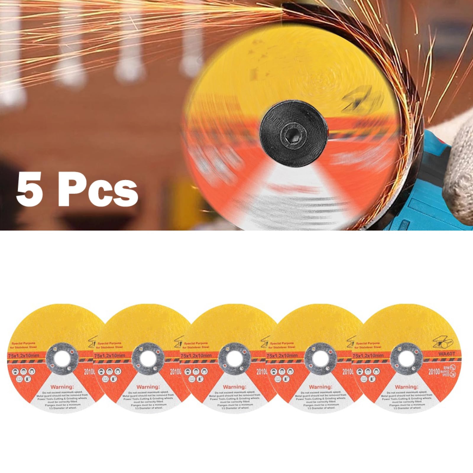 5PCS 75mm Circular Resin Saw Blade Grinding Wheel Cutting Disc - Fiber Reinforced for Angle Grinder & Power Tools - Perfect for Metal, Wood & Stone Cutting - DIY & Professional Use