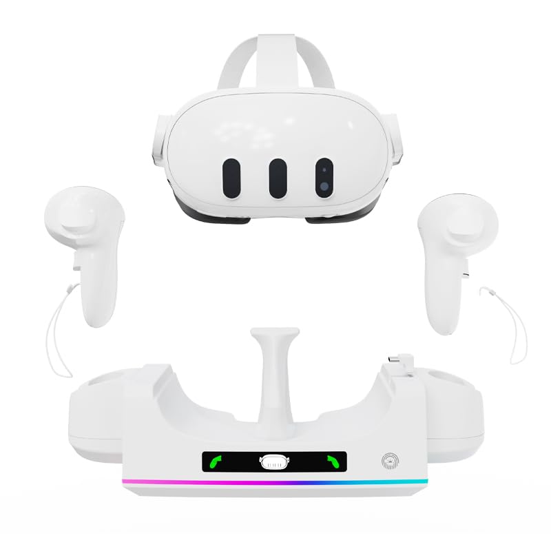 Fast Charging Dock for Meta Quest 3 VR Headset & Controllers - LED Indicator, Wall Mount Stand | Perfect for Gaming, VR Streaming & Home Entertainment Setup