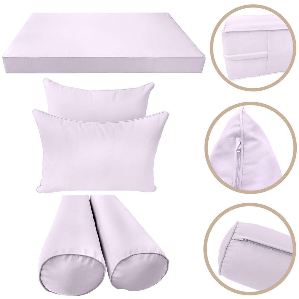 Prolinemax 5-Piece Crib Size Outdoor Daybed Set - Waterproof Mattress Cover, Bolster Pillow & Fitted Sheet (Style 4 AD107) for Patio, Poolside & Garden Relaxation