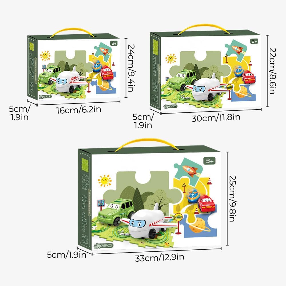 Puzzle Racer Kids Car Track Set - 15 Piece Educational Toy for Toddlers | Forest-Themed Puzzle Track Play Set for Boys & Girls | STEM Learning Toy for Early Childhood Development | Perfect for Birthday Gifts & Indoor Playtime