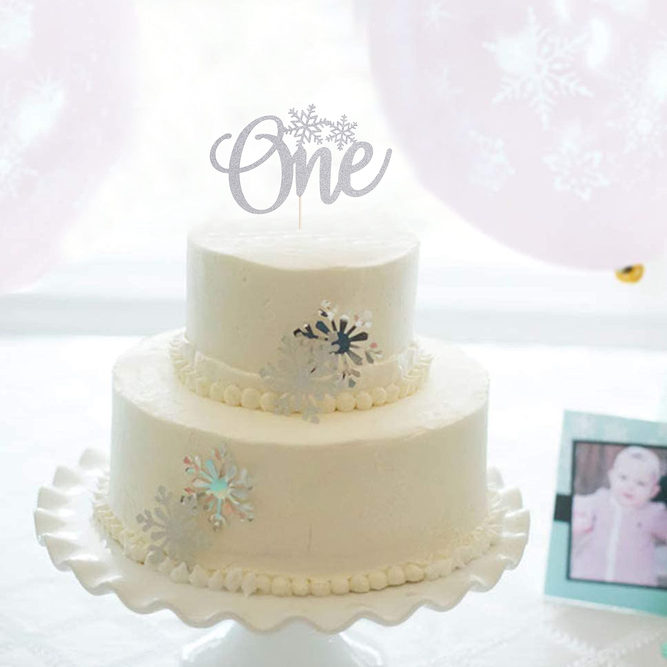 Snowflake Winter Onederland Cake Topper for Girls - 1st Birthday Party Decorations | Perfect for Winter Themed Birthday Cakes, Baby Showers & Dessert Table Displays