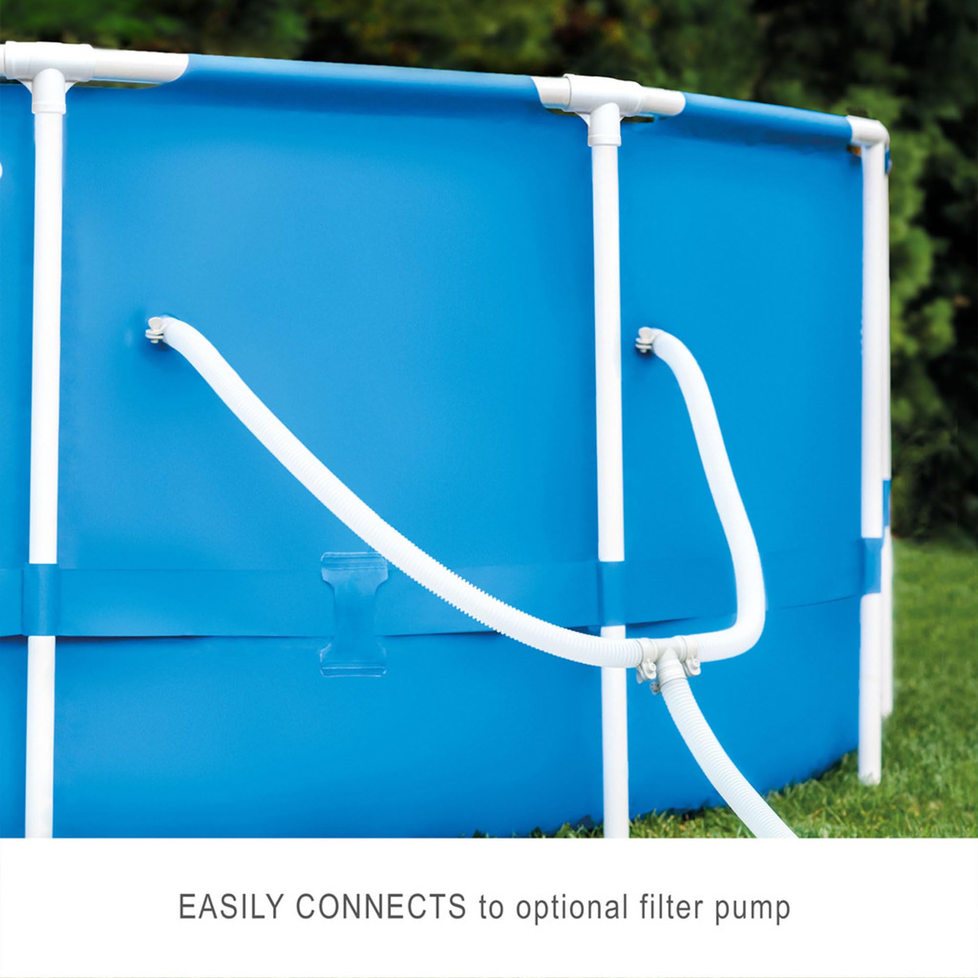 Intex 12ft x 30in Round Metal Frame Above Ground Swimming Pool for Adults & Kids - Outdoor Backyard Family Pool for Summer Fun, Ages 6+ (Blue) - Perfect for Backyard Parties, Summer Cooling, and Family Bonding