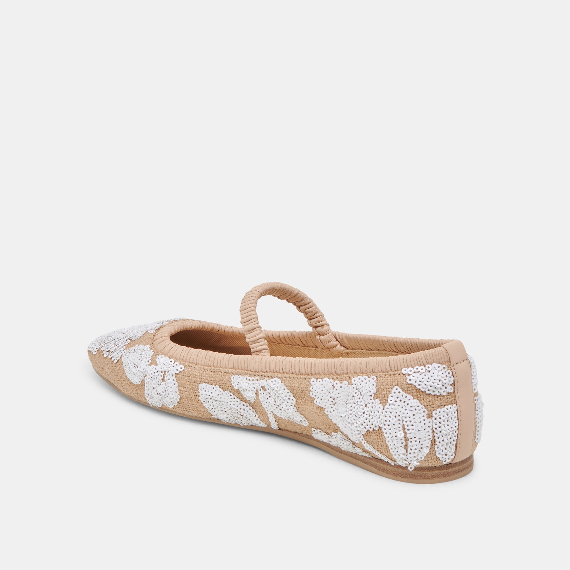 RHODIE Women's Ballet Flats - Natural Multi Floral Sequin Comfortable Slip-On Shoes for Casual Wear, Work & Special Occasions