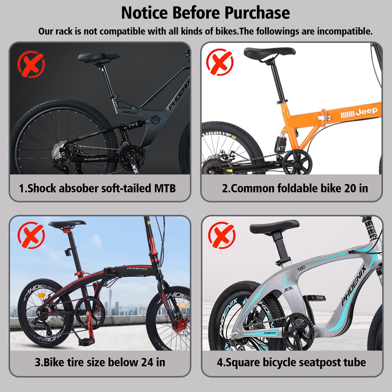 Autrido Quick Release Rear Bike Cargo Rack - Heavy Duty 165lbs Capacity Mountain Bicycle Luggage Carrier for Commuting, Touring & Outdoor Adventures