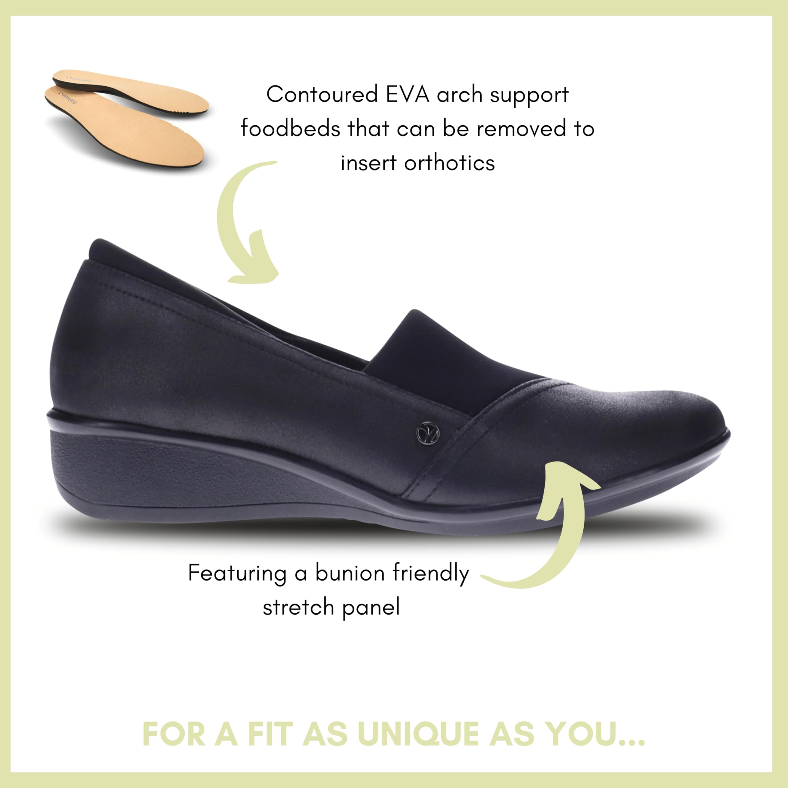 Revere Naples Women's Stretch Loafers - Comfortable Bunion-Friendly Slip-On Shoes with Arch Support & Custom Fit for Work, Travel & Everyday Wear