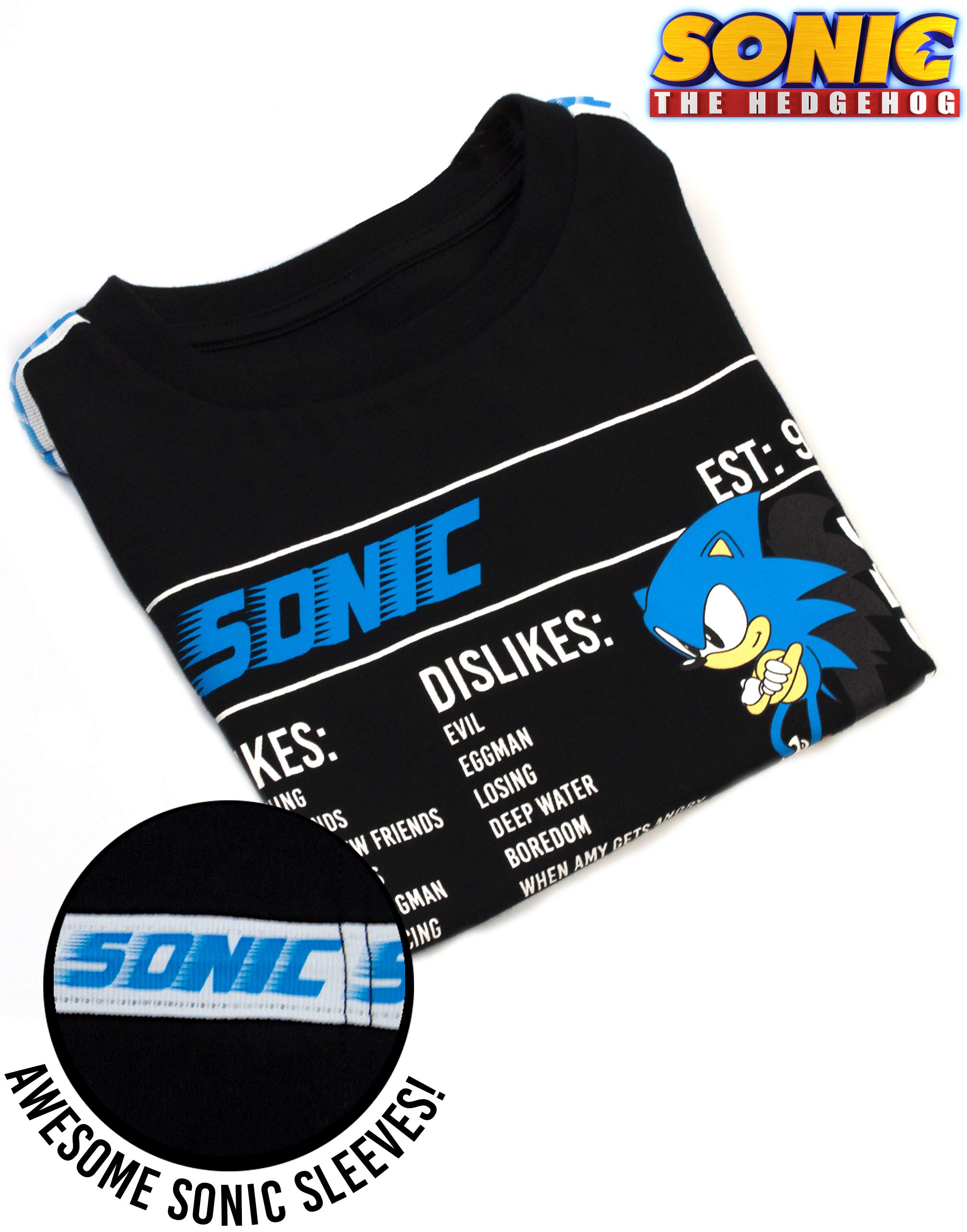 Sonic The Hedgehog Boys T-Shirt for Kids - Black Short Sleeve Video Game Character Shirt - Perfect for Birthday Gifts, Gaming Parties & Casual Wear