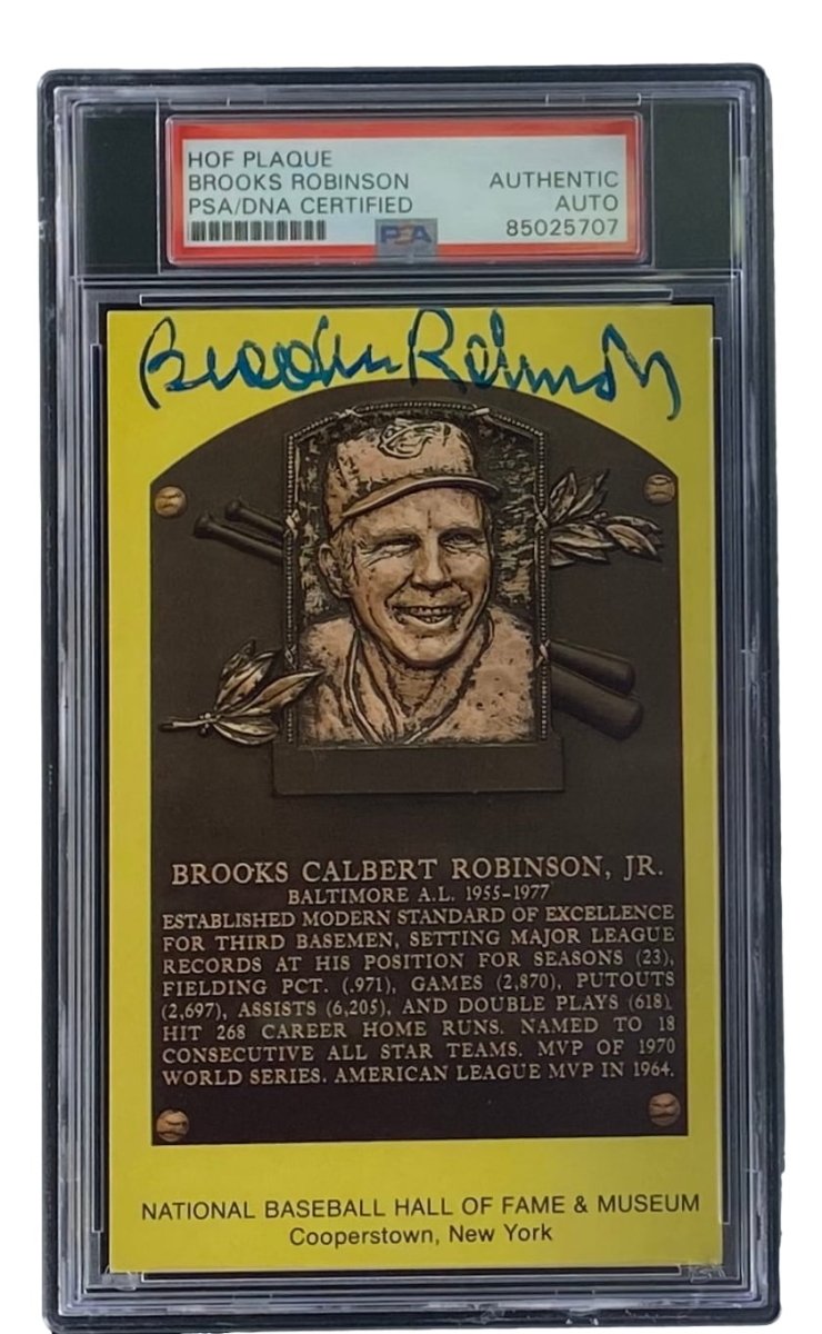 Brooks Robinson Autographed 4x6 Baltimore Orioles Hall of Fame Plaque Card with PSA/DNA Certification #85025707 - Perfect for Baseball Memorabilia Collections & Sports Fan Gifts