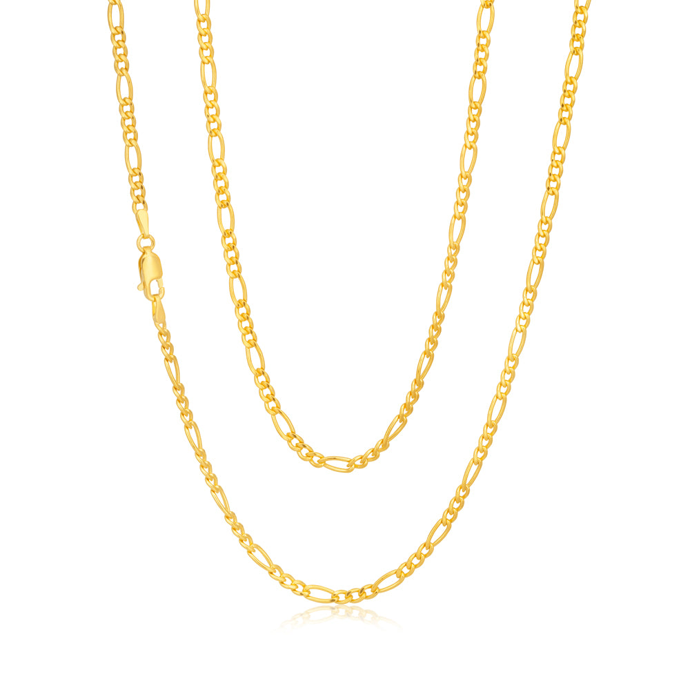 9ct Gold Filled Figaro Chain Necklace - 50cm Length, 80 Gauge - Elegant Jewelry for Women & Men - Perfect for Daily Wear, Gifts & Special Occasions