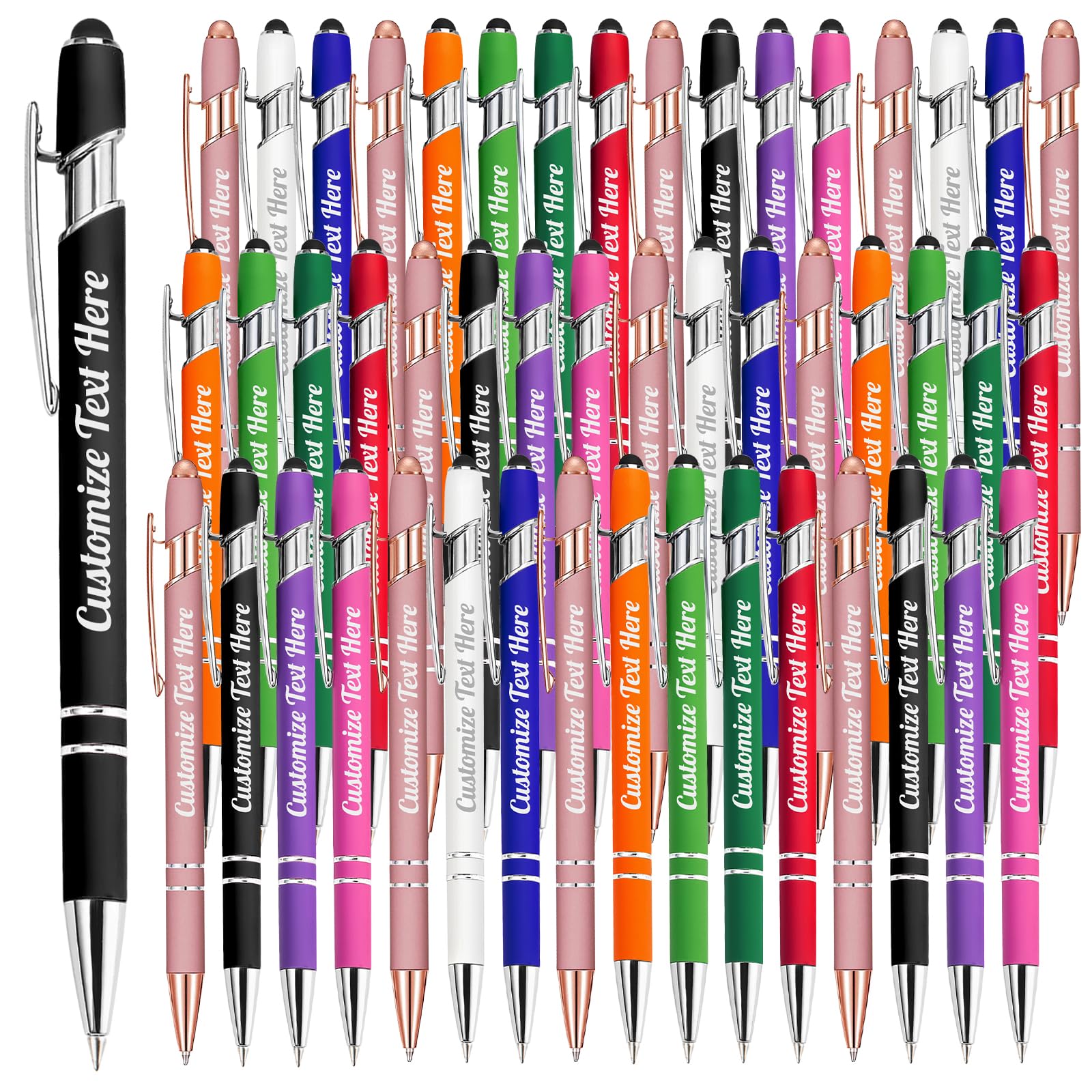 500 Custom Engraved Ballpoint Pens with Business Name, Logo & Message - Bulk Personalized Pens for Office, Promotions & Gifts (Medium Point, Black Ink, 60 Pack) - Perfect for Corporate Events, Branding Campaigns, Graduations & Anniversary Gifts