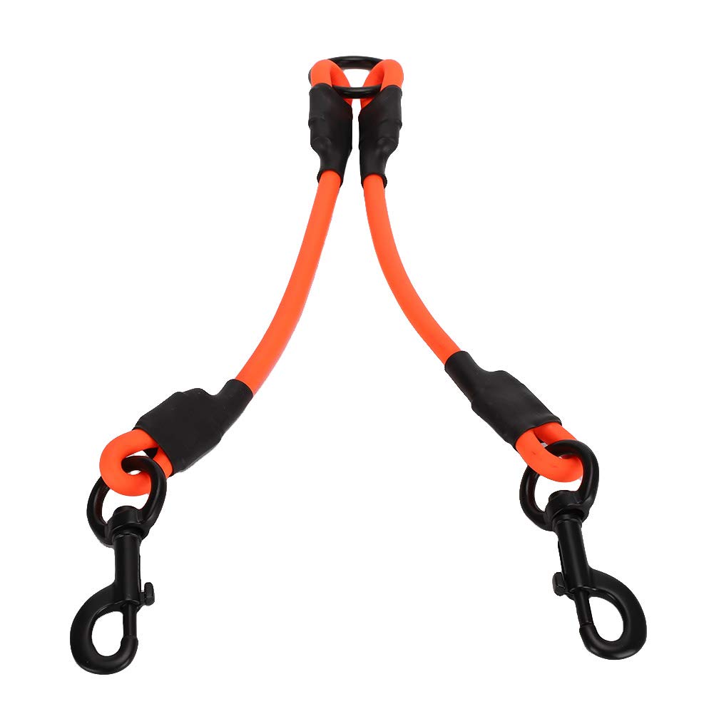 TOPINCN Double Dog Leash - 8mm PVC Waterproof Dual-Ended Lead for Two or More Dogs, 25cm Length (Orange) - Perfect for Outdoor Walking, Hiking & Pet Training
