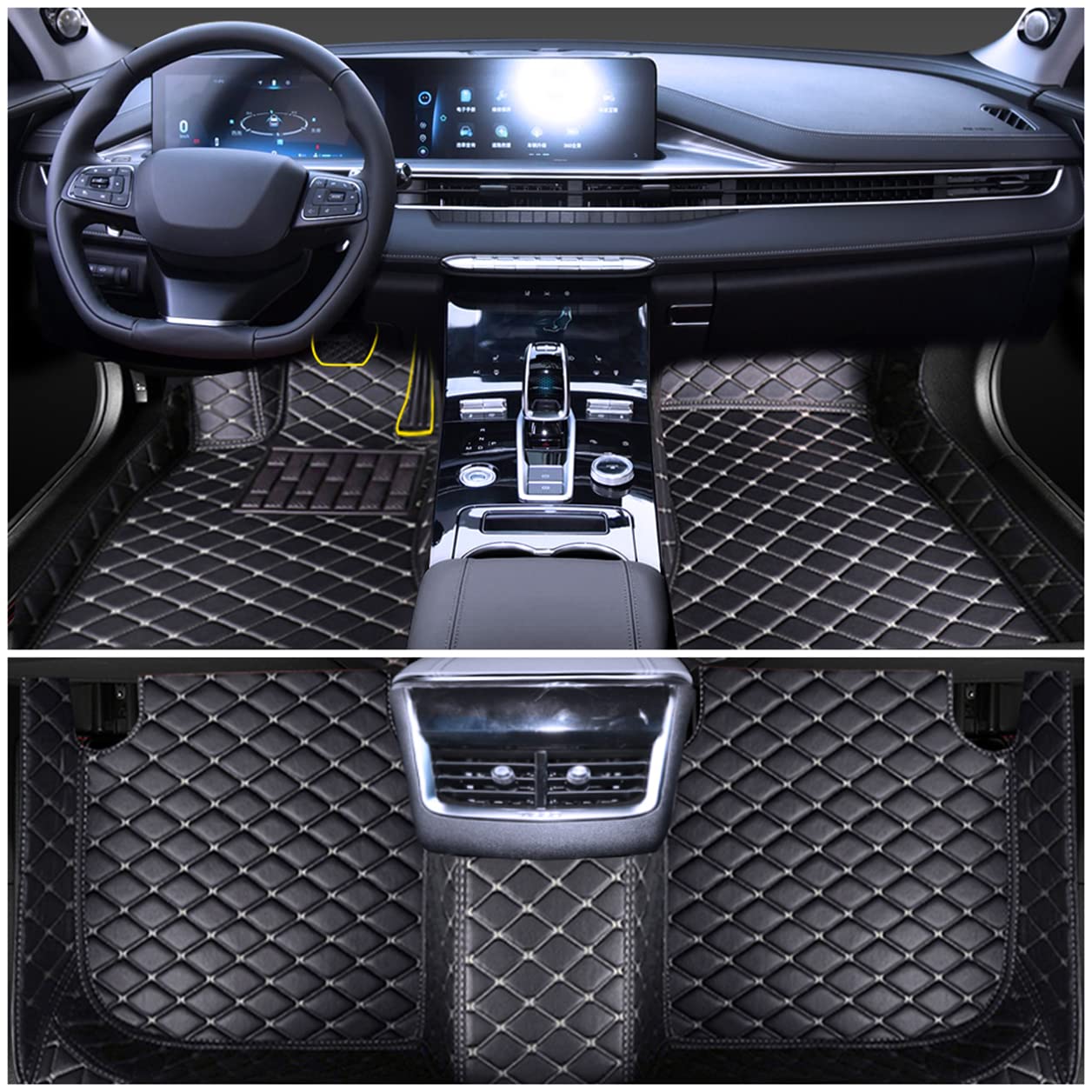 Premium Waterproof Leather Car Floor Mats Full Set for BMW M6 (2-Door) 2013-2015 - Custom Fit All-Weather Protection & Luxury Interior Upgrade - Perfect for Daily Commutes, Road Trips & Car Shows