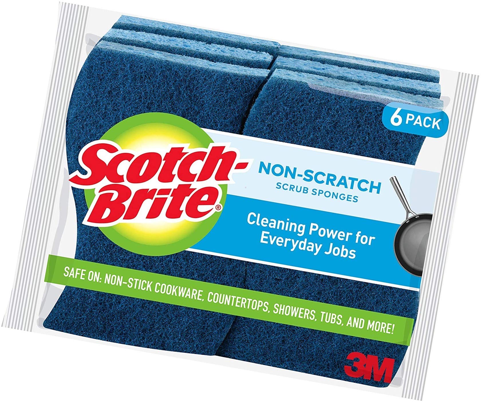 Scotch-Brite Non-Scratch Scrub Sponges - 6 Pack for Gentle Cleaning on Dishes, Cookware & Delicate Surfaces | Safe for Non-Stick Pans & Glass