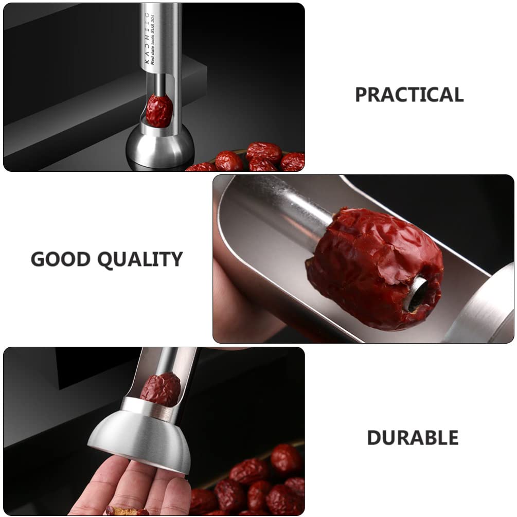 Stainless Steel Fruit Core Remover Tool - Cherry, Date, Apple Corer for Kitchen - Easy to Use Kitchen Gadget for Pitting Fruits (Perfect for Baking, Cooking & Meal Prep)