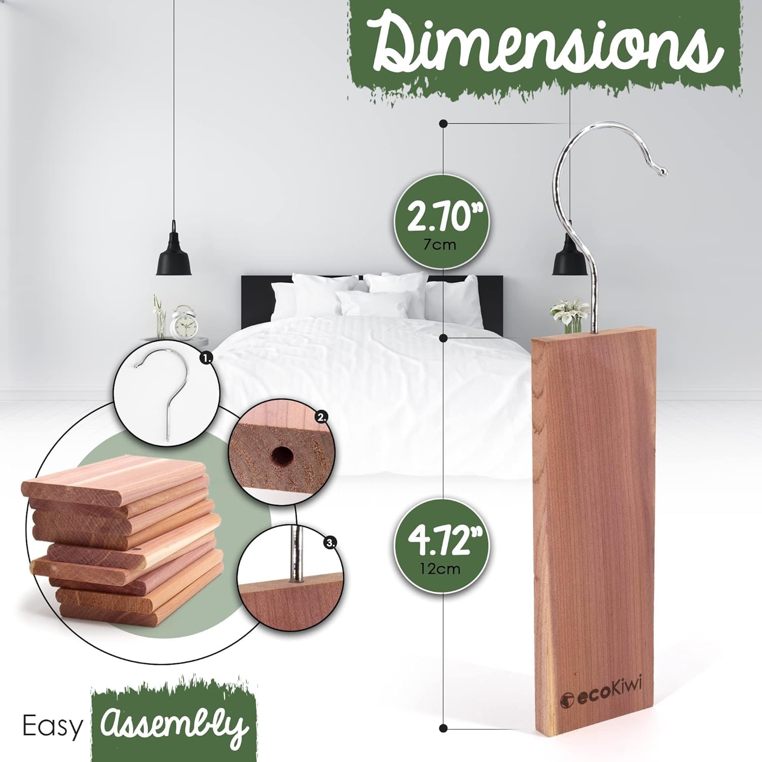 EcoKiwi Cedar Blocks for Closets - 20 Pack Natural Cedar Wood Storage for Clothes & Drawers - Fresh Scented Wardrobe Organizer