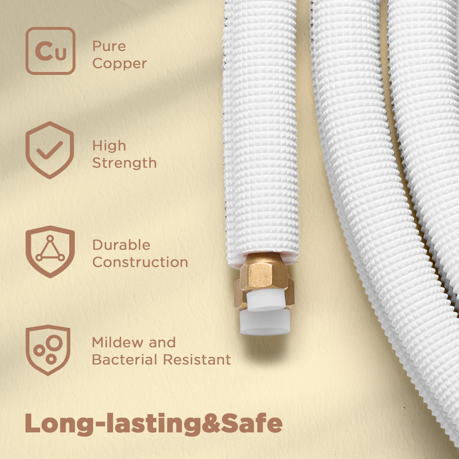 16ft Mini Split Line Set - Pre-Charged AC Refrigerant Copper Tubing for Ductless HVAC Systems - Perfect for Home, Office & Commercial Cooling Installations
