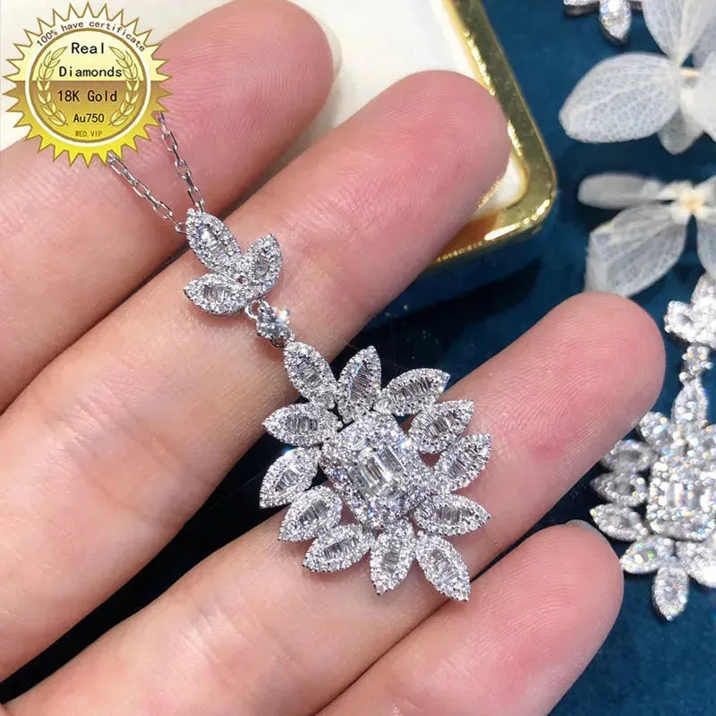 18K White Gold Natural Diamond Necklace - 1.2 Carat Certified Diamond Jewelry for Women | Perfect for Weddings, Anniversaries & Special Occasions