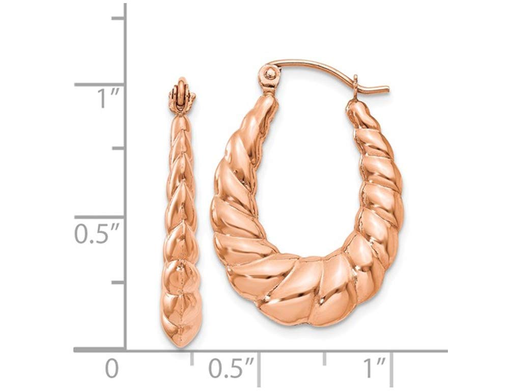 14K Rose Gold Scalloped Hoop Earrings for Women - Dainty Pink Gold Polished Huggie Hoops - Perfect for Everyday Wear, Date Night & Special Occasions