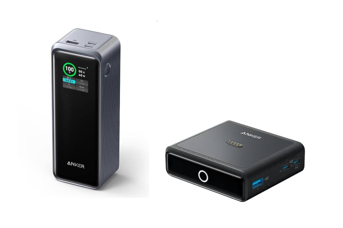 Anker 100W 4-Port Fast Charging Base & 250W 27,650mAh Portable Power Bank (99.54Wh) - High Capacity Backup Battery for Travel, Camping, and Emergency Power Outages