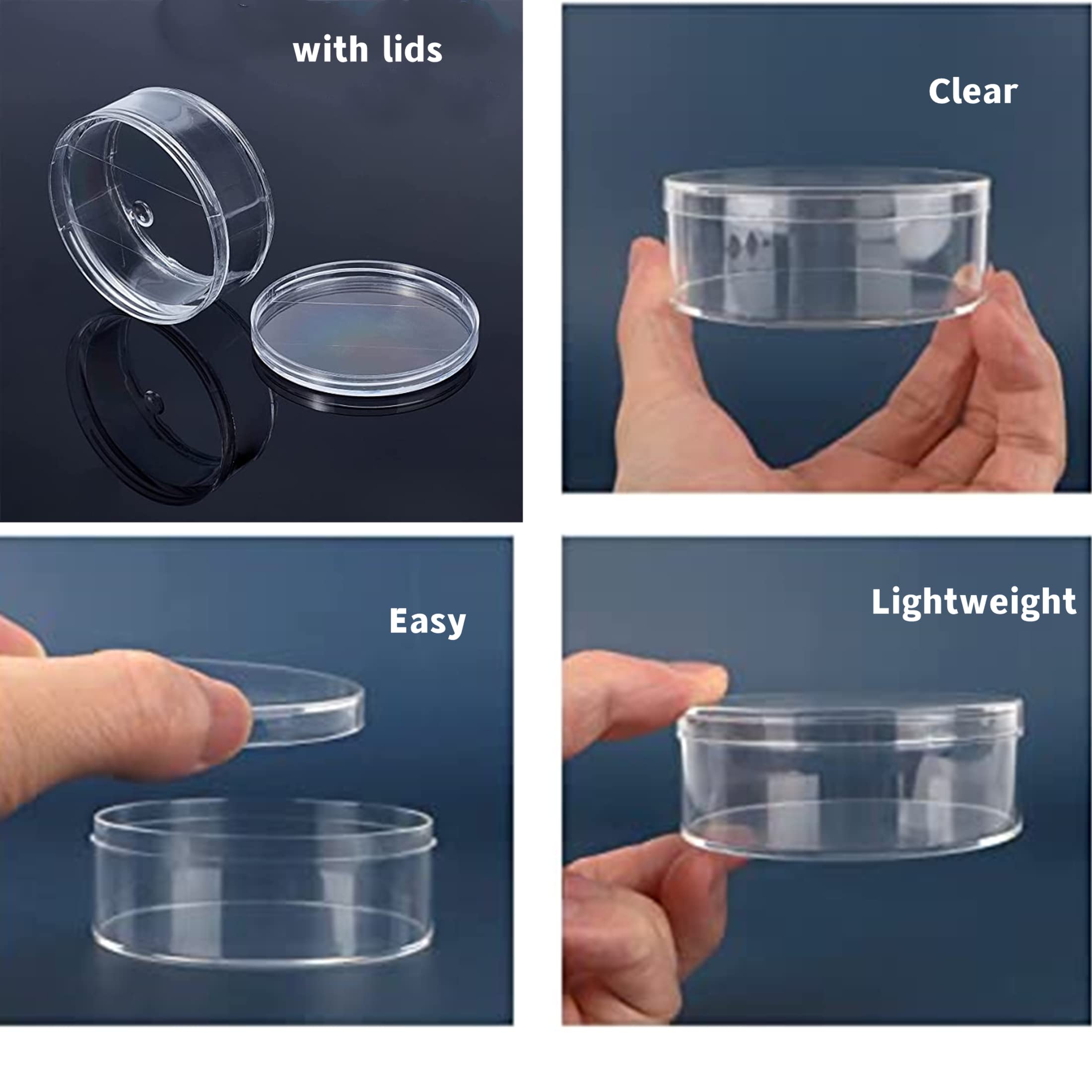 12 Pack Clear Acrylic Round Boxes with Lids - Small Candy Cookie Storage Containers for Easter, Baby Shower Party Favors & Gift Packaging (Great for Sweets, Crafts, Jewelry Display & Party Decorations)