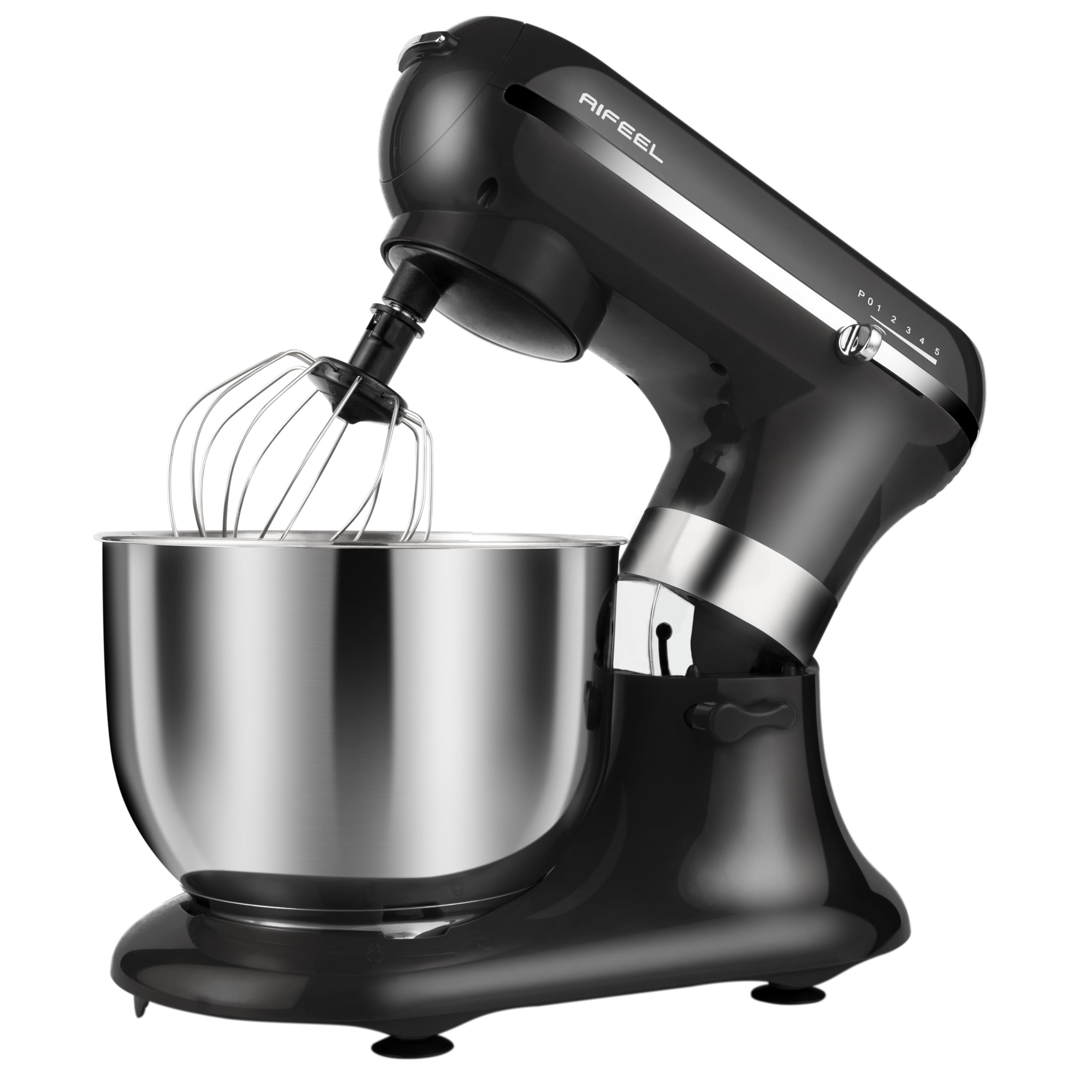 AIFEEL 7.5QT+5.5QT Stand Mixer - Professional Tilt-Head Electric Kitchen Mixer with Stainless Steel Bowls, Dough Hook, Whisk & Beater - Perfect for Baking Bread, Cakes, Cookies & Home Cooking (Black)