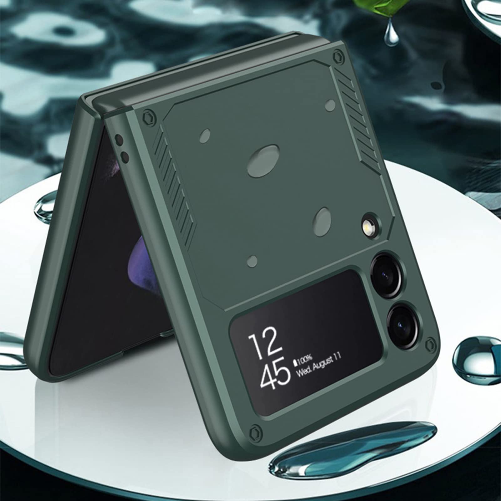 Shockproof Military Protective Case with 360° Rotating Magnetic Kickstand - Ultra Thin Hybrid PC Cover for Samsung Galaxy Z Flip 3 5G (Green) - Perfect for Outdoor Adventures, Travel & Daily Protection