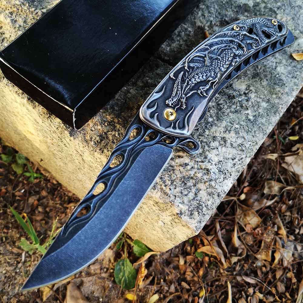 Camping Folding Knife - Dragon Stonewash for Outdoor Adventures
