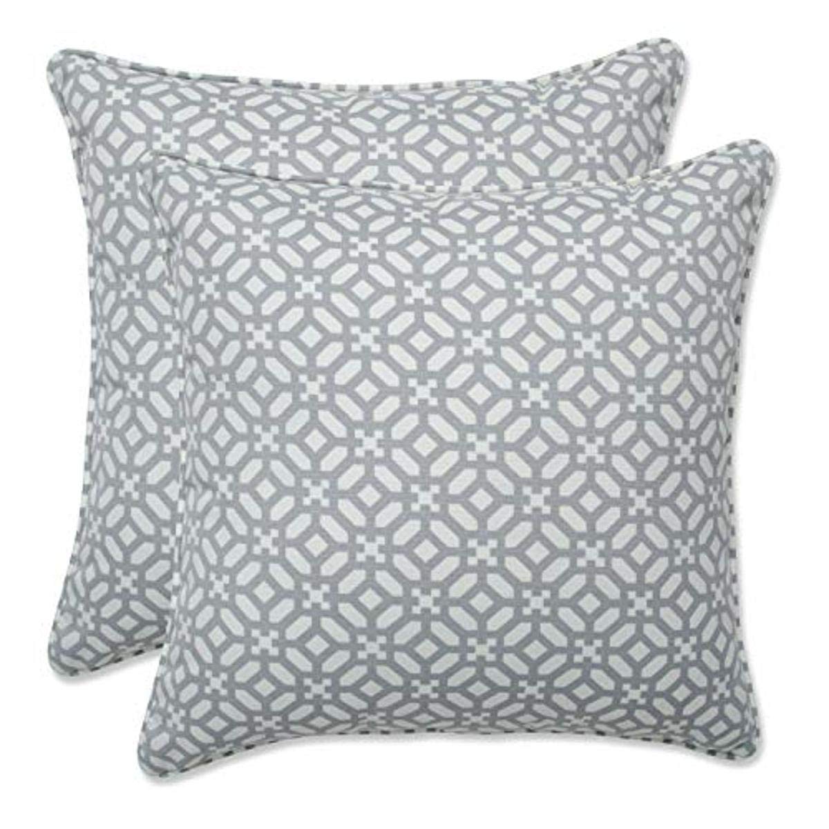 Pillow Perfect Pebble Throw Pillows 16.5x16.5 Inch - Set of 2 Gray Decorative Cushions for Outdoor Patio, Indoor Sofa & Bedroom Decor