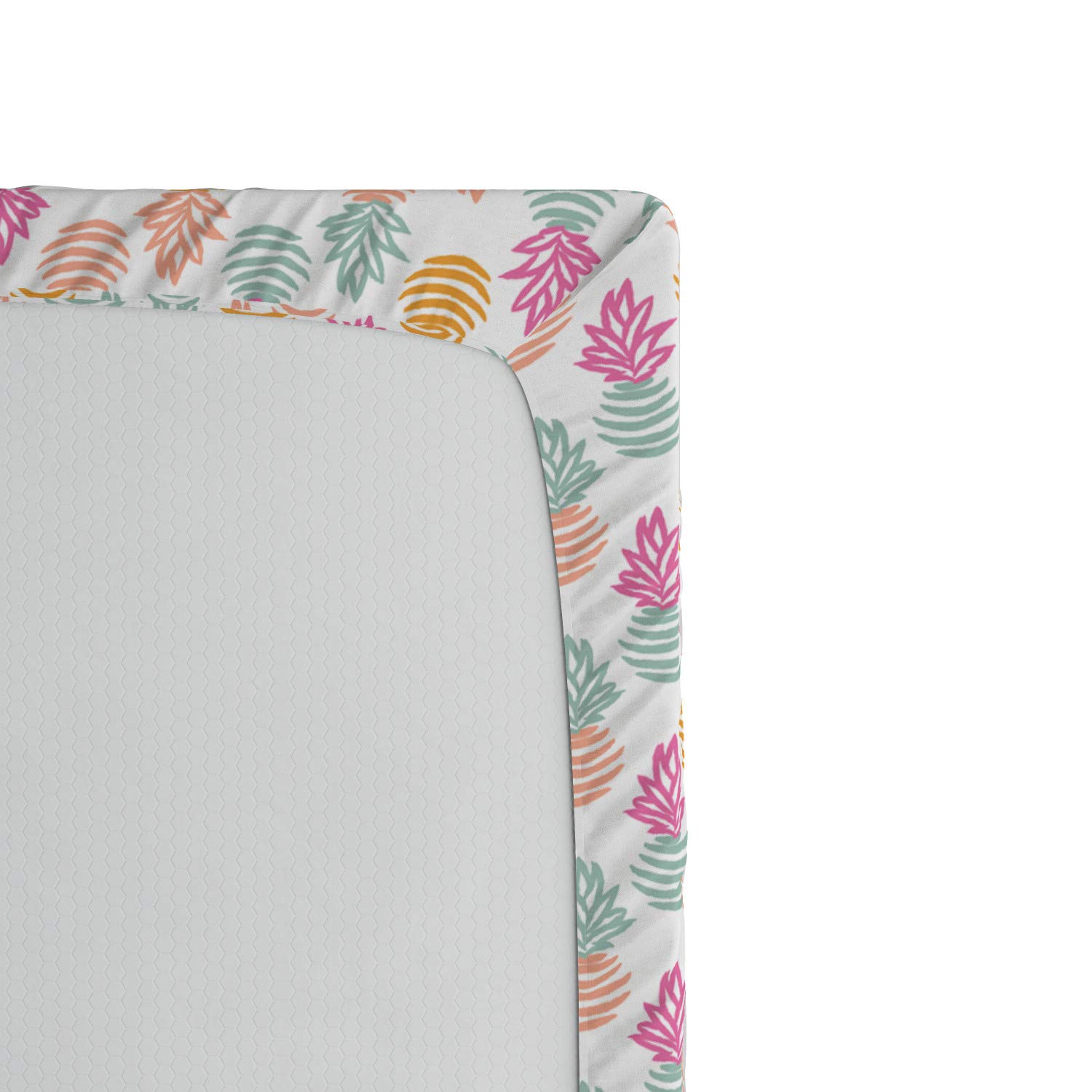 Ambesonne Pineapple Cartoon Fitted Sheet - Queen Size Deep Pocket Bed Cover with All-Round Elastic, Apricot Peach - Perfect for Kids' Rooms, Beach Themed Decor & Tropical Bedroom Designs