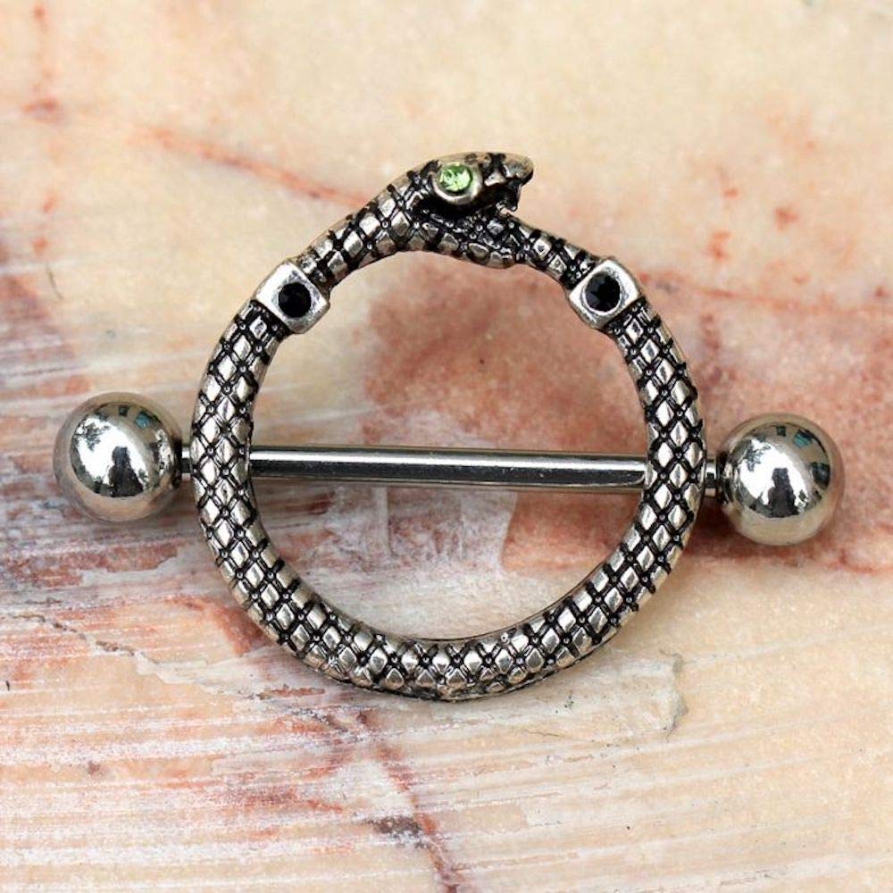Stainless Steel Snake Nipple Shield - Gothic Jewelry for Piercing Care