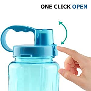 BETLEX 2 Liter Sports Water Bottle - Unbreakable, Leak-Proof Wide Mouth Shaker with Sipper Lid - Clear & Multi-Color Options - Perfect for Gym, Hiking, Travel & Outdoor Activities (Pack of 1)