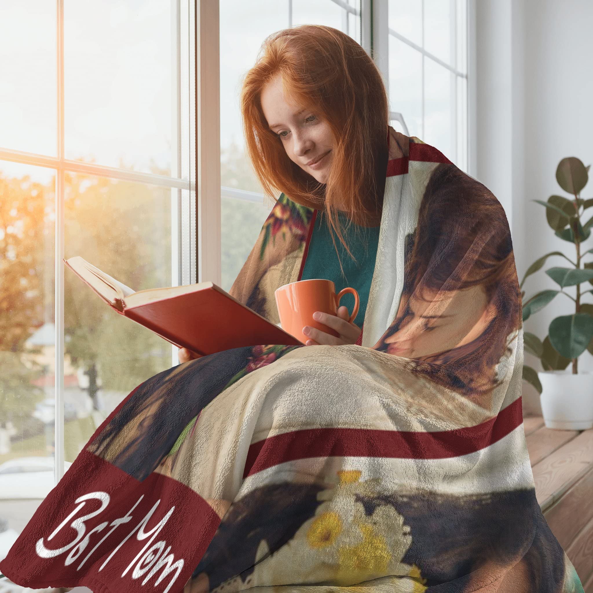 Custom Photo Blanket - Personalized Throw Blanket with Text & Collage | Soft Flannel Fleece Blanket | Mother's Day Gift for Mom, Grandma from Daughter, Son, Husband | Perfect for Family Photos, Anniversary Gifts & Cozy Home Decor
