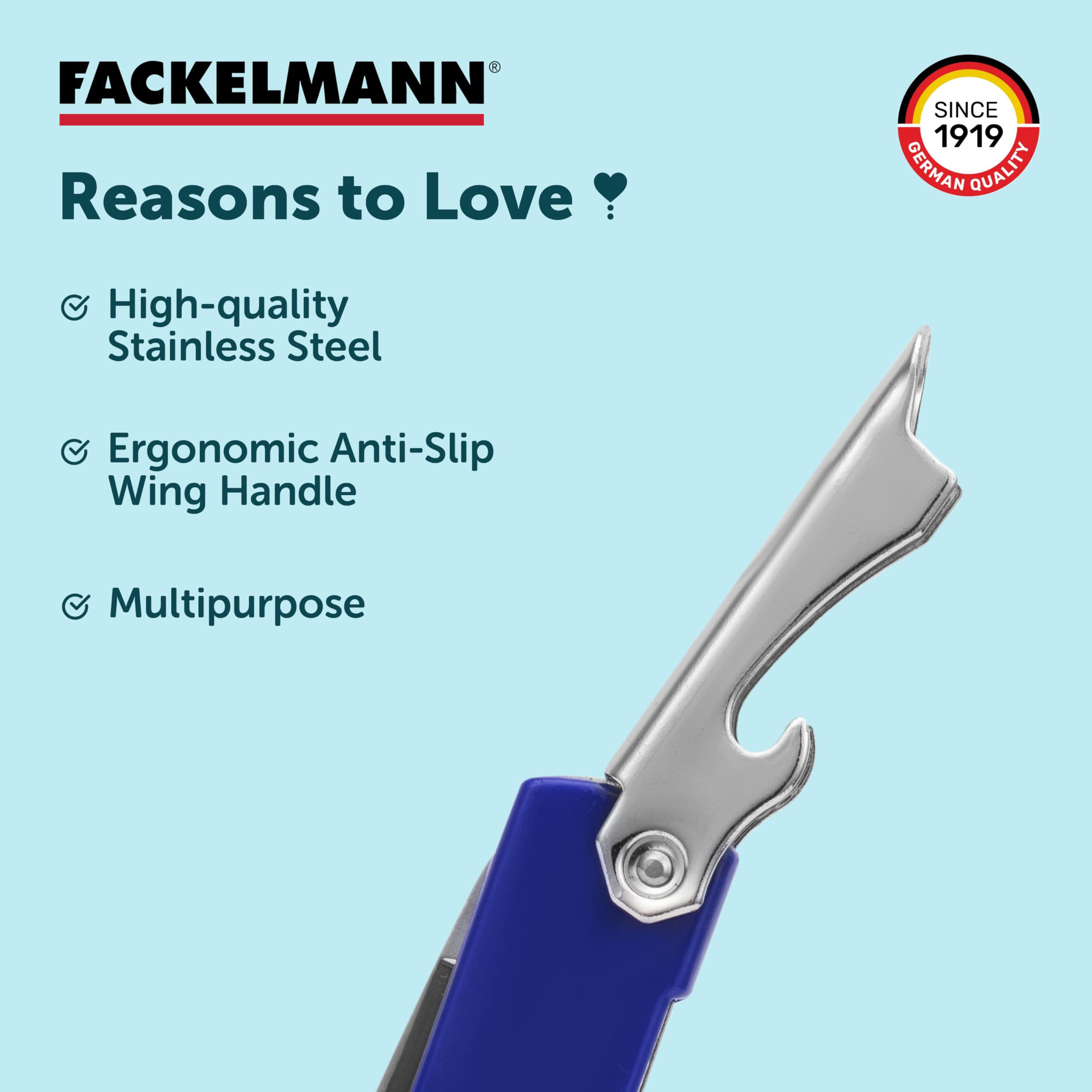 Fackelmann Professional Sommelier Corkscrew with Foil Cutter & Bottle Opener - Stainless Steel Wine Opener for Restaurants, Bars & Home Use