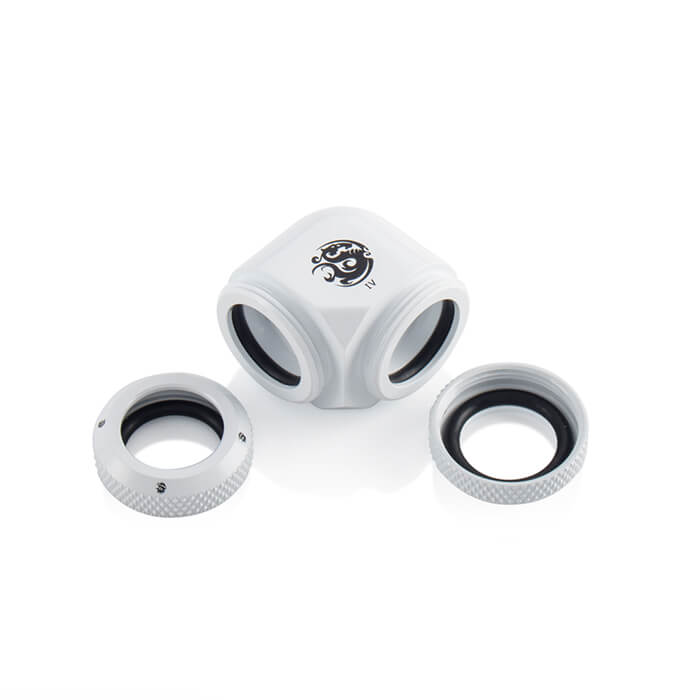 Bitspower 90 Degree Dual Multi Link Fitting for OD 14mm - Deluxe White - Perfect for Custom PC Water Cooling Loops & Hardline Tubing Systems
