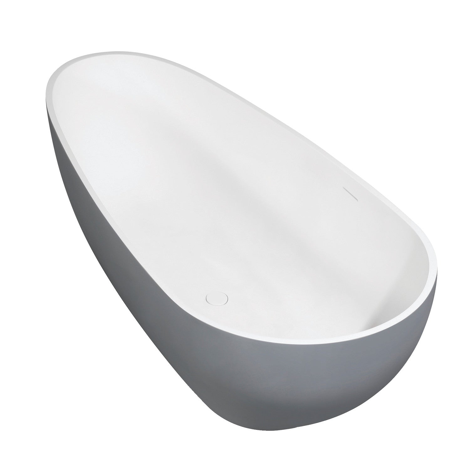 Arcticstone VRTOV713422WG 72 Inch Freestanding Acrylic Bathtub - Double Ended Egg Shape with Drain, Glossy White & Matte Gray - Perfect for Modern Bathroom, Spa Retreat, Luxury Home Renovation