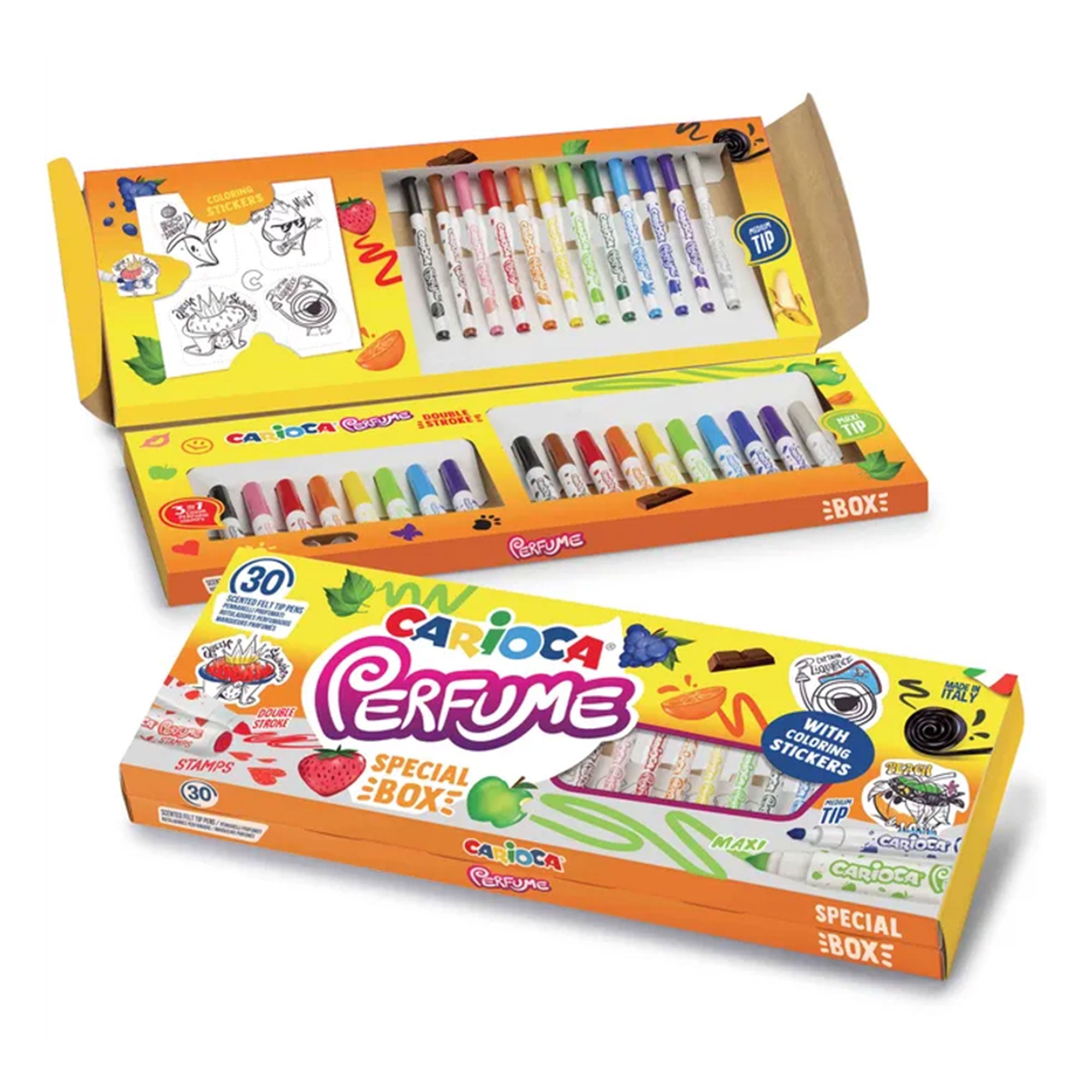30 Pack Scented Perfume Markers with Stickers - Vibrant Colors for Kids Art, DIY Crafts & School Projects - Perfect for Drawing, Coloring & Creative Gift Ideas