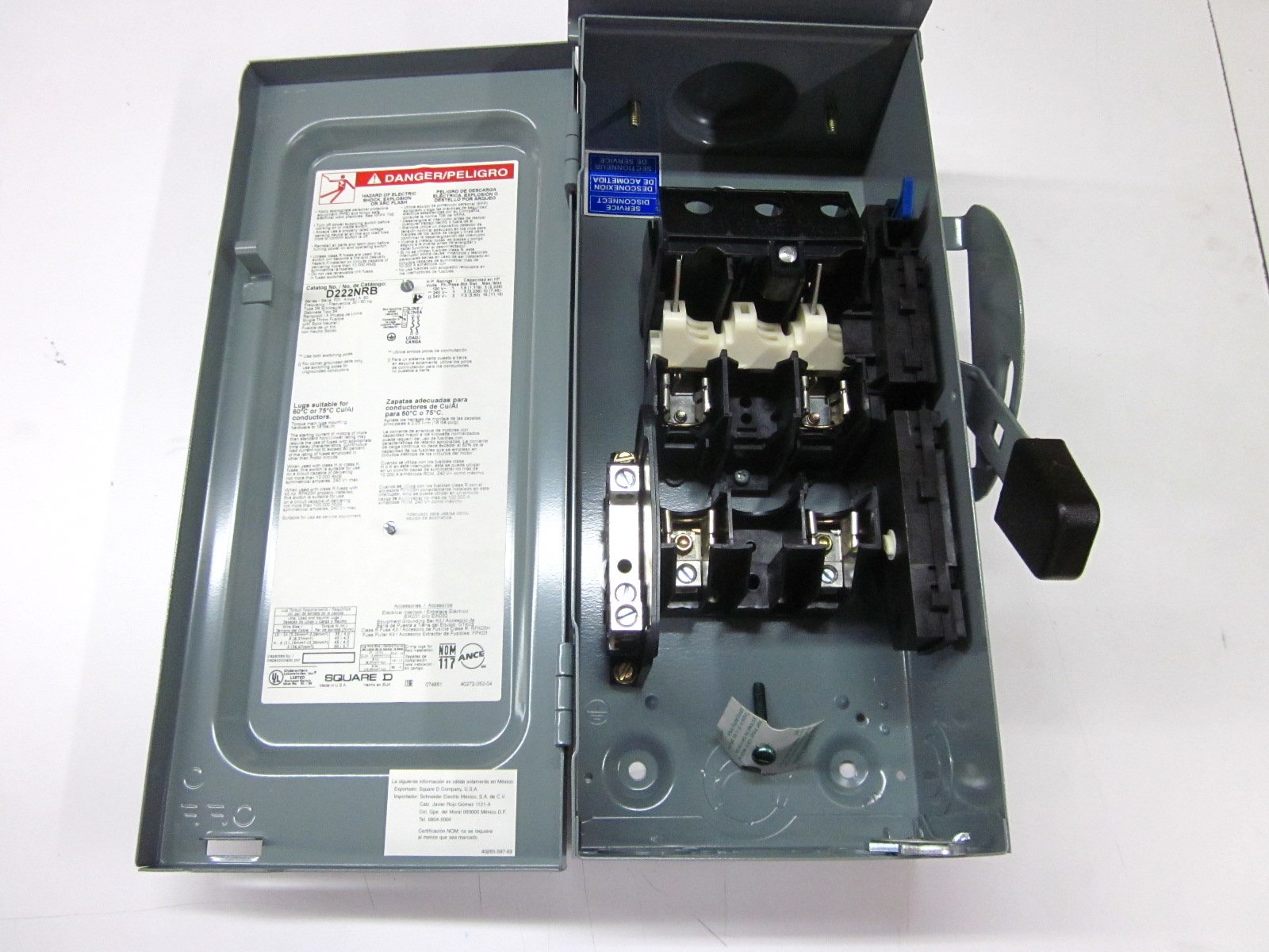 Square D 60 Amp 240V AC Single Throw Safety Switch 2 Pole - Heavy Duty Electrical Disconnect for HVAC, Water Heaters & Industrial Equipment