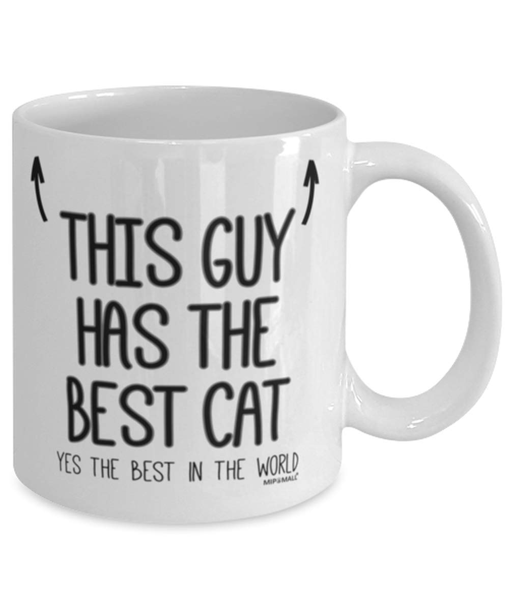 Funny Cat Dad Coffee Mug - Best Gift for Cat Lovers - Unique 'This Guy Has the Best Cat' Design - Perfect for Father's Day, Birthday & Office Use - wm7442