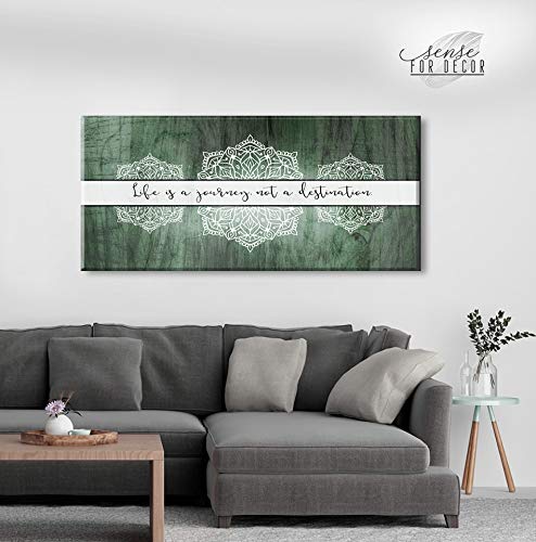 Boho Life Is A Journey Sign Wall Art - Large Bohemian Floral Canvas Poster for Bedroom Decor, Modern Framed Home Artwork (Sage Green, 42x19) - Perfect for Living Room, Nursery & Boho Style Interior Design