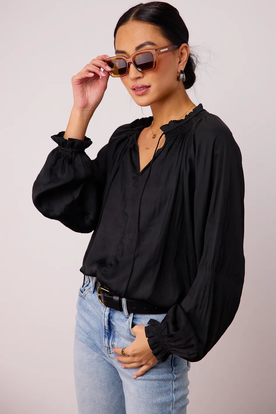 Eva Pleated Blouse for Women - Elegant Flowy Tops for Work & Casual Wear - Final Sale | Perfect for Office, Date Night & Summer Outfits