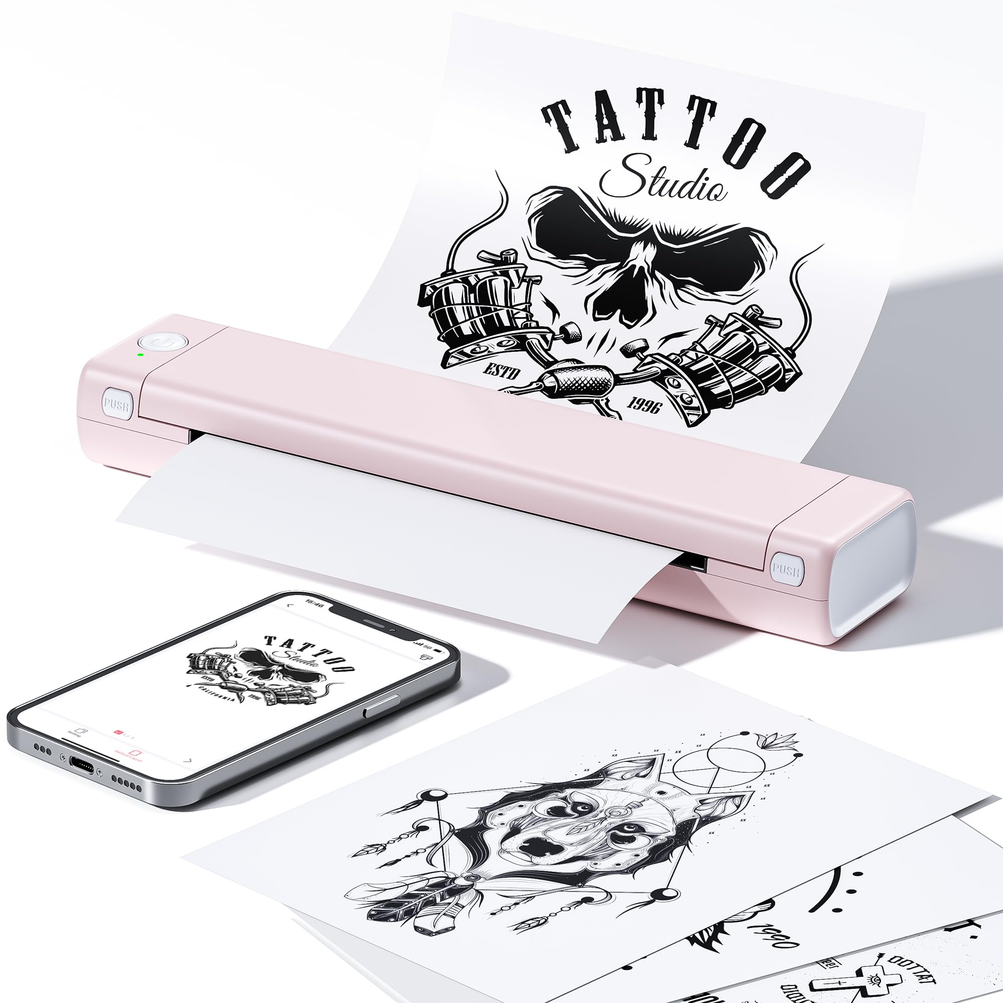 Phomemo M08F Wireless Tattoo Stencil Printer Kit - Portable Thermal Transfer Machine with 100 Sheets Tattoo Transfer Paper | Ideal for Tattoo Artists, Home Studios & Professional Tattoo Shops