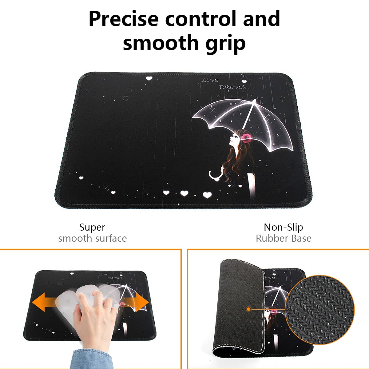 Qisan Non-Slip Rubber Base Gaming Mouse Pad - Foldable Comfort Mouse Mat for PC, Laptop, Keyboard | High Resolution Rectangle Desk Pad for Office & Gaming (Umbrella Girl Design) - Perfect for Esports, Work & Home Computer Setup